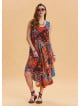 Boat Neck Loose Cut Orange Casual Dress 4665